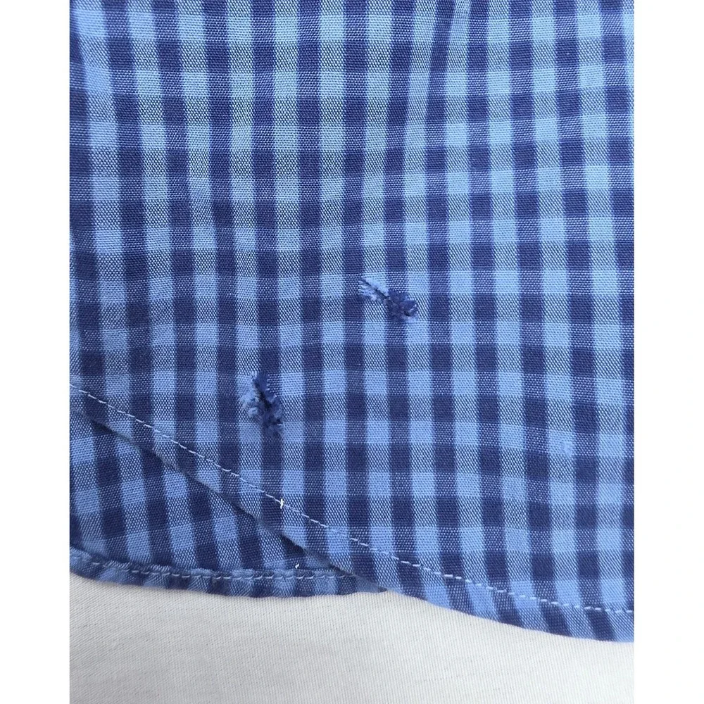 Banana Republic Non-iron Tailored Slim Fit Blue Check Plaid Shirt Men's Size L